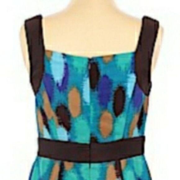 Mod Apron Watercolor Abstract Polka Dot Sleeveless Midi Dress Blue Green Sz 4 - Picture 7 of 11